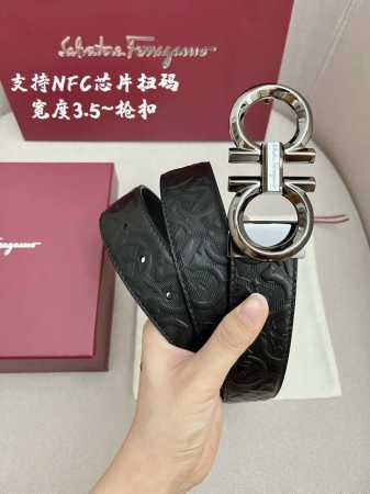 特P160 Ferragamo菲拉格慕 全套包装 男士专柜对版金属扣，头层牛皮双面外用腰带，商务通勤休闲场合均适合佩戴。3.5Cm - 点击图像关闭