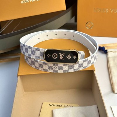 L0Uis Vuitt0N 今季新品 驢家女士原單腰帶 寬度25毫米 定制帆布面搭配白色小牛皮底 全新精鋼五金搭扣 雙面用 百搭款