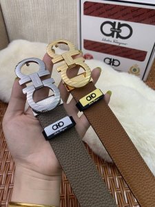 品名：菲拉格幕 原单皮带 材质：原单牛皮腰带 百分百头层牛皮腰带保证真皮，24K纯钢扣，专柜原单品质、做工精细，时尚大牌，送人自用首选 包装： 请认准如图专柜包