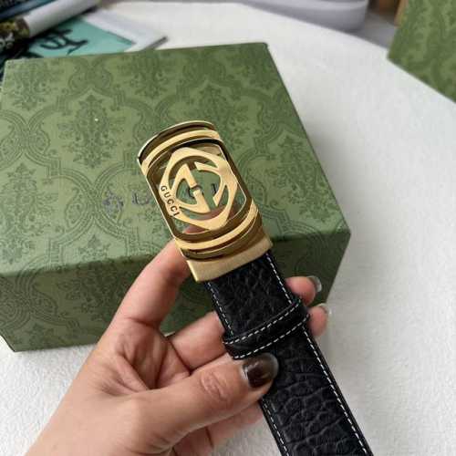 特 品牌： 古奇 新款进口小牛皮，手感细腻柔软。搭配纯钢自动精品钢扣，男士必备！宽度：3.5Cm