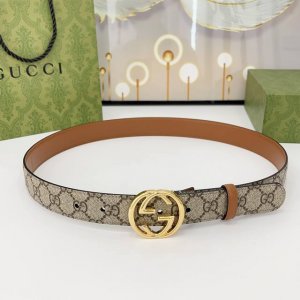 特 Gucci 古驰 3.0Cm 经典进口帆布防水料配牛皮底 搭配官网新款圆线扣 圆弧面铜扣 做工精细