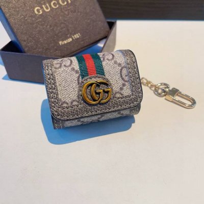Gucci古驰耳机包 经典老花原皮耳机套，钥匙扣包包挂件，一举两得！ Airpods 1 2通用款 Airpods 3 Pro