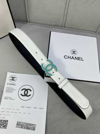 宽度3.0Cm Chanel 香奈儿 进口柔软小牛皮搭配金 银色金属磨胶钢扣。 - 点击图像关闭