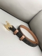 特 Celine 赛琳 Triomphe Canvas標誌印花和牛皮革 1.8寬度 針孔皮帶 細版腰帶