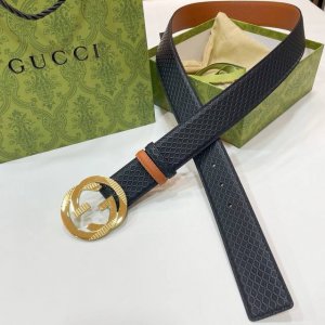 古-琦新款花纹格子控，双面头层钢扣