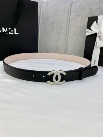 特 宽度3.0Cm Chanel 香奈儿 女士经典款腰带皮带新款光滑内衬磨砂牛皮银色 压砂面精品钢扣 - 点击图像关闭