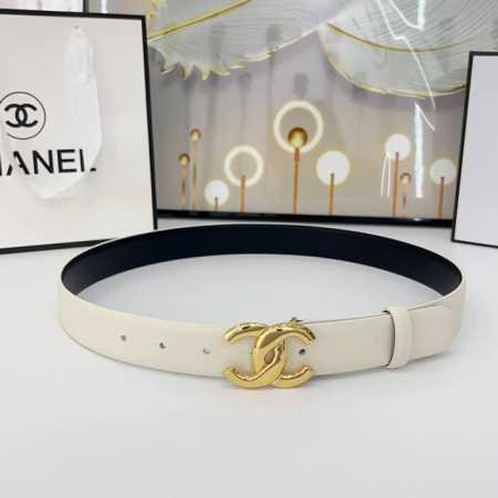 Chanel香奈儿 双面头层小牛皮 原厂皮料订制 质感柔软 做工精细 搭配铜扣 时尚百搭 精品宽度：3.0Cm - 点击图像关闭