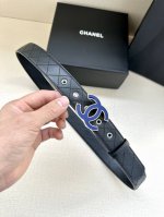 宽度3.0Cm Chanel 香奈儿 女士腰带 小牛皮 此扣头 内侧Cnc走光处理 边角手感圆润配磨胶金属钢扣。