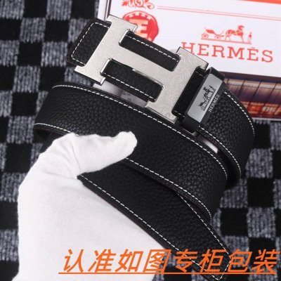 男士腰带：爱马仕··原单· 男士皮带：百分百头层牛皮，保证真皮。24K纯钢扣双面可用专柜同等质量， 送人自用首选 包装： 请认准如图专柜包装，赠