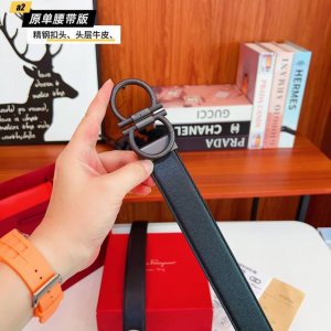 Ferrago 菲拉F 雙面头层牛皮 全新效果精钢材质搭扣 寬度35毫米 該皮帶可調節 且能根據需要裁剪達到修身效果