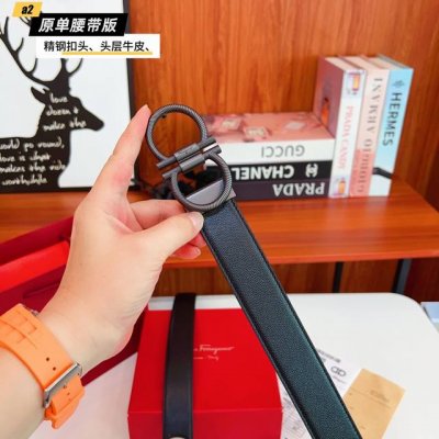 Ferrago 菲拉F 雙面头层牛皮 全新效果精钢材质搭扣 寬度35毫米 該皮帶可調節 且能根據需要裁剪達到修身效果