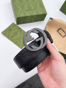 特 Gucci 4.0Mm 男款 双面原厂皮料 精品专柜扣头 高端品质 休闲百搭 专柜同款