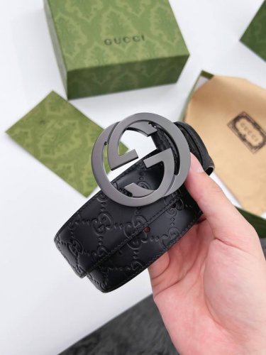特 Gucci 4.0Mm 男款 双面原厂皮料 精品专柜扣头 高端品质 休闲百搭 专柜同款