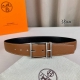 HermèS 爱马仕针扣 原单品质 进口头层牛皮 土黄色荔枝纹搭配黑色平纹 38Mm宽 双面可用 配官网H亮银 亮金扣