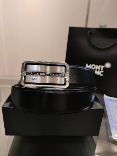 万宝龙男士自动腰带- 宽度34Mm 精品钢扣 精工打造 手感柔软 长短可以裁剪