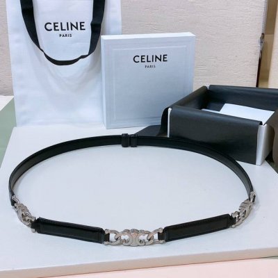 特 Celine购入正品开发、独家首发 Triomphe Gourmette小号Taurillon皮革可调节腰带、配有滑动式皮带 双面进口小牛皮 适用于高腰或中