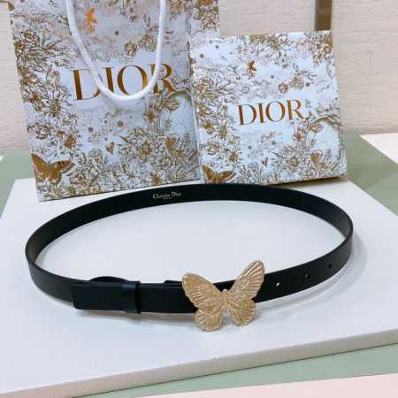 特P190 Dior 24早春 MéTamorphose 腰带 20 毫米黑色光滑牛皮革 超級火蝴蝶搭扣系列 - 点击图像关闭
