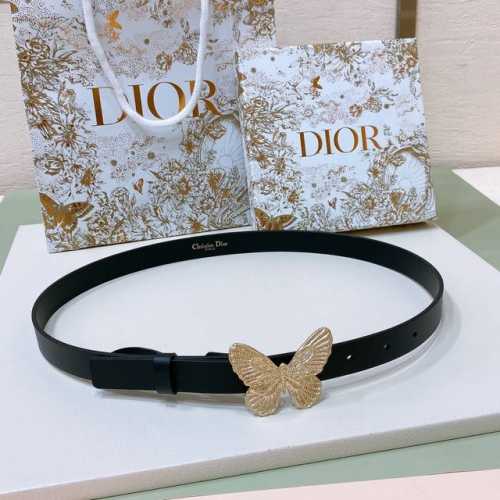 特P190 Dior 24早春 MéTamorphose 腰带 20 毫米黑色光滑牛皮革 超級火蝴蝶搭扣系列