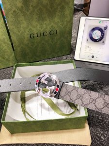特P180 Gucci.古驰 全套包装 3.8Cm进口小牛皮压花, 专柜正品1:1完美复刻. 原版牛皮底, 采用热压印技术的Gucci Signature皮革精