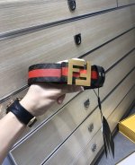 配送专柜包装 打孔针 特批新款 Fd 宽38Mm 支持Nfc 芯片扫描，标志造型3D打印条纹皮带，原版铆钉扣，进口原版黑色小牛皮配原版老花制成，镀金表面金属制品