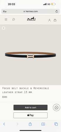 Hermes 女款 Focus Buckle & Reversible Leather Strap 3Mm - 点击图像关闭