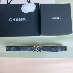 特 c hanel #2022春夏新款系列 小牛皮、黄铜金色金属、树脂与水钻黑 3.0cm精品 小牛皮腰带
