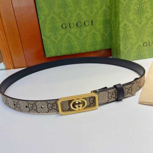 Gucci 古奇官网新款，双面原厂小牛皮搭配互扣式双g精品纯铜五金腰带，专柜规格 2.0Cm