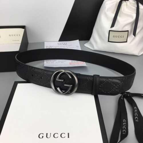 配全套包装礼盒 Gucci 经典全皮压花，原版进口南非皮底，精品双G钢扣 高端品质，不惧对比，宽度：40Mm