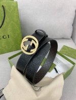 Gucci 海外专柜最新款同步更新，进口原厂头层牛皮，最新设计采用白线点缀，使得整体更加时尚百搭款式，宽度4.0Cm