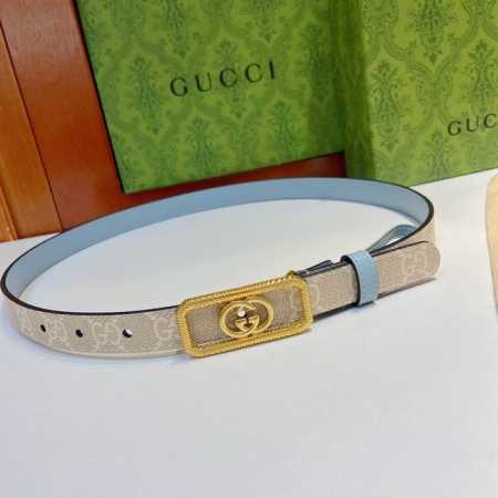 Gucci 古奇官网新款，双面原厂小牛皮搭配互扣式双g精品纯铜五金腰带，专柜规格 2.0Cm - 点击图像关闭