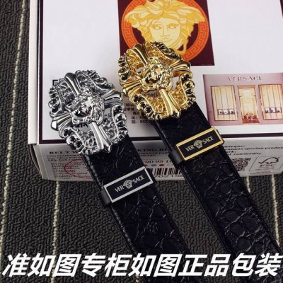 品名：范思哲.Ver Sace鳄鱼纹 型号：认准如图专柜包装，赠送打孔器 材料：百分百头层牛皮，保证真皮鳄鱼纹，美人头，24K钢扣专柜同等质量， 送人自用首选