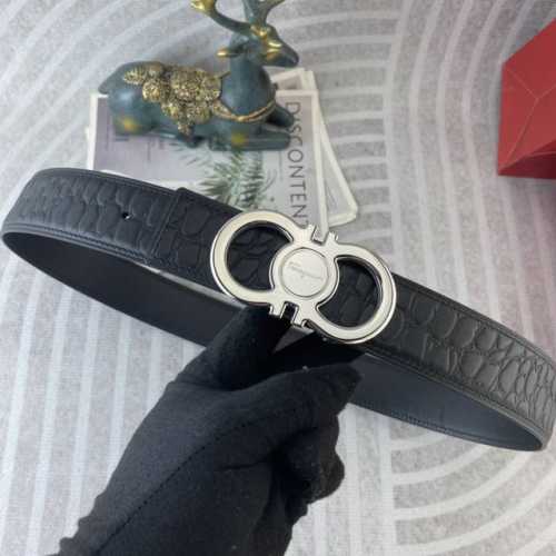 菲拉格慕 特种皮腰带系列 ，原厂五金精品不锈钢扣，手感柔软舒适 宽3.8Cm。