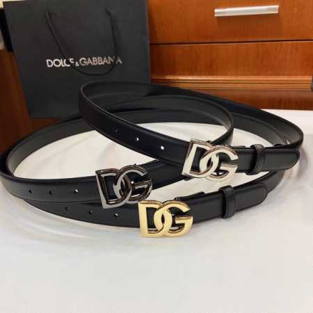 特 D&G 杜嘉 班纳光滑小牛皮腰带，点缀Dg交叉字母徽标搭扣，精品宽度：2.5Cm， - 点击图像关闭