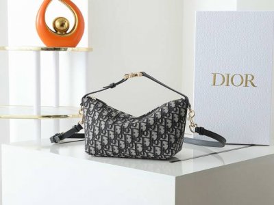 这款 Diortravel Nomad 手拿包融合多种元素，是一款时尚单品。采用蓝色 Oblique 印花面料精心制作，空间宽敞，造型灵活，可收纳各种日常用品。