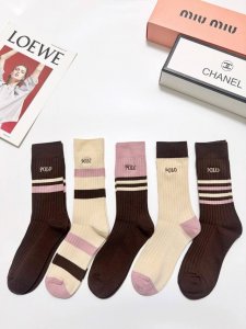 配包装 DDD 一盒5 双 DDD Polo 拉夫劳伦 经典刺绣字母Logo 纯棉中筒袜 ，Ins超火爆小腿袜，纯棉面料，潮人必备 ，经典配色 个性时尚百搭款，