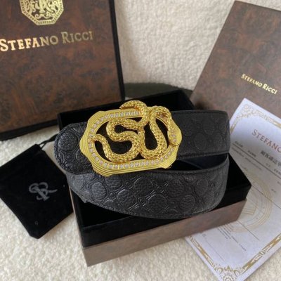 Stefano Ricci 新款原單品質 精品經典鹰头鋼扣 底桥雕刻Logo原版压纹牛皮進口底皮-寬度38毫米