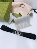 Gucci 24 Gg水钻 黄铜logo扣 小牛皮 银色金属 与 金色金属 4.0Cm精品 弹力十足 百搭 优雅 码数含扣s. M. L. Xl