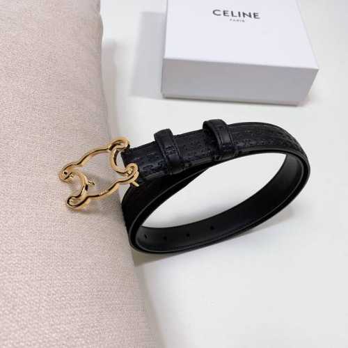 特 Celine 压小花 Triomphe中号Triomphe压印天然牛皮革腰带 2.5Cm 最新款