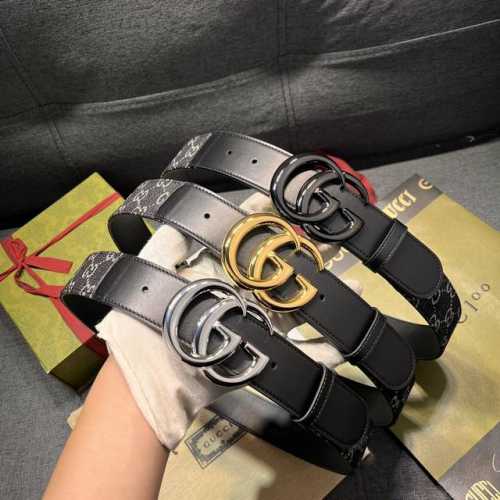 特 宽4.0Cm Gucci 每一季，品牌标识都会吐故纳新，于经典之中融入新意。在这款腰带上，经典Gg标识以亮眼之姿生动呈现，与双G造型配件相得益彰