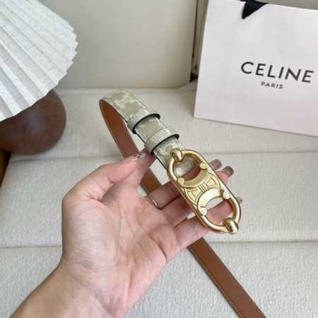 特 Celine猪鼻子凯旋门扣女士腰带 Yc白花意大利进口小牛皮 树膏夹层搭配复古色铜扣 宽度2.5Cm - 点击图像关闭