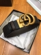 配送专柜全套礼盒包装。古驰：原单双面头层牛皮荔枝纹带身：黑啡双色一体，正反两面可用，搭配原单旋转扣，原产皮料定制，专柜宽度3.8