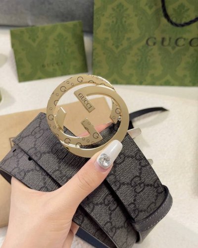 特 Gucci皮带 4.0印花进口防水面料，内衬原版猪皮纹底。配以经典互扣式花纹gg铜金属扣头，原单品质，专柜同款