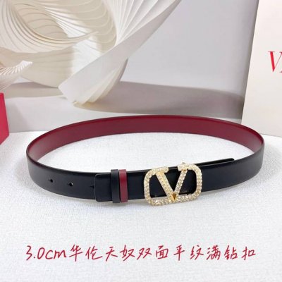 3.0Cm 华伦天奴腰带，双面头层牛皮皮料，长度：.75.80.85.90.95.100欧，铜五金扣原版开模定制庆祝]