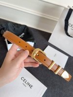 Celine.赛琳 全套包装 Western中号光滑牛皮革腰带 牛皮革 中腰 圆形带扣 2个金属环和1个金属尖头装饰 第一个圆环底部镌刻Celine Paris