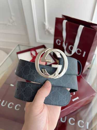 Gu～Cci古驰法国原厂皮料，黑色全皮 尺寸4.0厘米 顶级 原单120