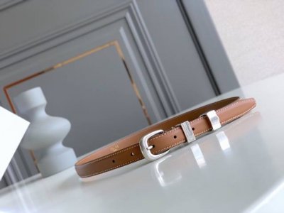 Celine新品椭圆形针扣女士腰带 纯铜金色 双面意大利原厂小牛皮 手缝蜡线 宽度1.8Cm 顶级