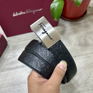 自动扣腰带］菲拉格慕 宽3.5Mm 双面进口头层牛皮制作 搭配经典钢扣 真材实料 时尚经典 做工精致 高端男士皮带 长度可裁剪100 125