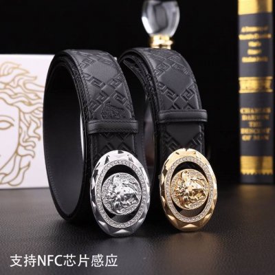 特P190 范思哲秘原单高档品质专柜官网同步支持Nfc感应宽度3.8钢扣头意大利双面进口头层小牛皮原版花纹手感极佳 上身郊果棒男士最爱商务休闲两用长度100一1