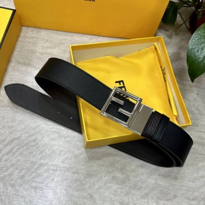 Fendl 芬迪 宽38Mm 男士休闲皮带 双面头层小牛皮制作 搭配Ff尾夹旋转扣 经典百搭款 高清实拍 双面可用 品质保证