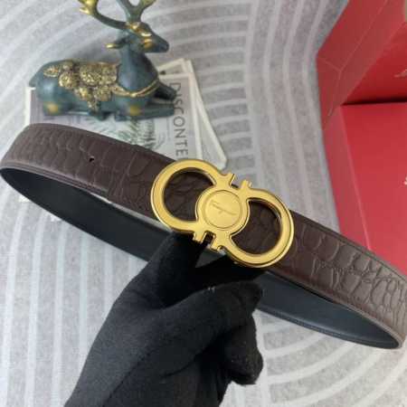菲拉格慕 特种皮腰带系列 原厂五金精品不锈钢扣 手感柔软舒适 宽3.8Cm - 点击图像关闭